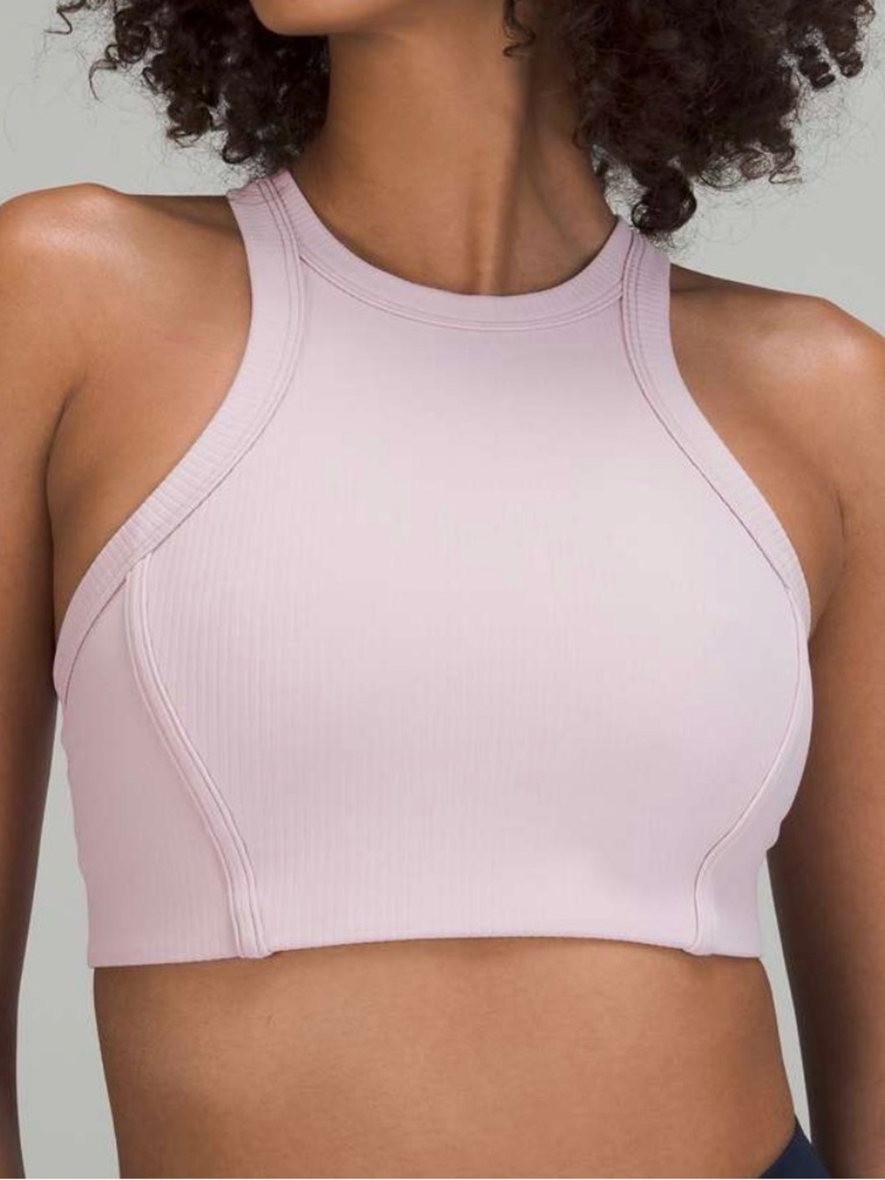 lululemon pink ribbed Nulu high-neck yoga bra